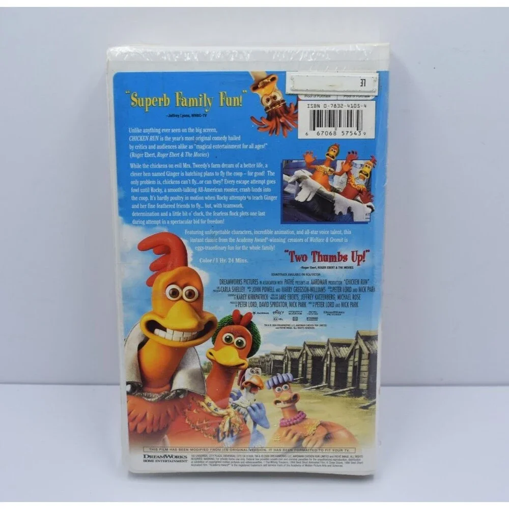 Chicken Run VHS 2000 DreamWorks Animated Family Movie Claymation Classic
